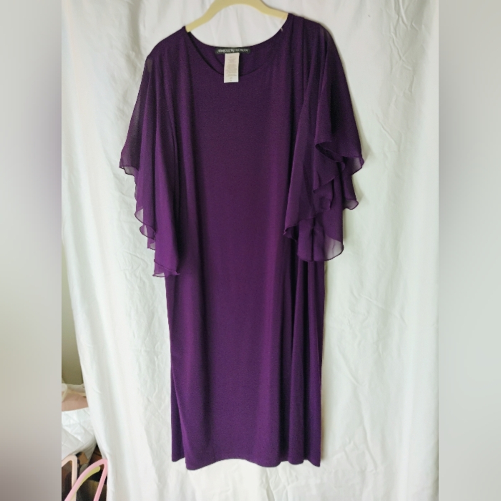 Elegant Purple Dress with Flutter Sleeves